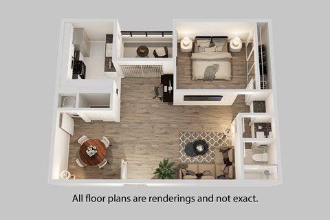 Floor plan for 1 bed, 1 bath, 750 sqft